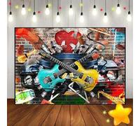 Guitar Photo Background for Important daysDecoration Born Photography Vinyl Birthday Rock Style Baby Shower Party Custom Backdrop 80S 90S Bar