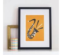 Guitar Piano Drums Canvas Painting Home Decor for Music Lover Jazz Music Retro Instrument Poster Mid Century 30x45cm frame