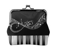 Guitar Piano Pattern Full Double-Sided Printed Pattern Women's and Girls' Fashionable Leather Kiss Lock Coin Purse Card Bag