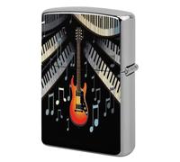 Guitar Piano Pattern Metal Lighter Case Sleeve Cover Holder