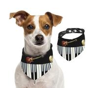 Guitar Piano Pattern Print,Dog Bandanas Cotton Pet Scarf Adjustable Bibs for Pet,L