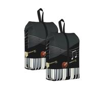 Guitar Piano Pattern Print Durable Travel Shoe Bags for Storage and Packing, Water-Proof Shoe Bag with Smooth Zipper