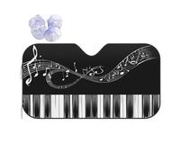 Guitar Piano Pattern -Print Reflective Windshield Sun Shade For Cars M Size - Heat Resistant Suction Cups, Universal Fit.