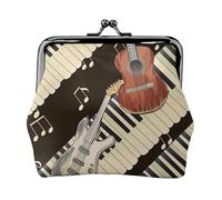 Guitar Piano Pattern Printed Coin Purse Pouch-Mini Coin Wallet,Change Purse,Leather Coin Pouch Holder For Woman Girls, Black, One Size, Modern,european Style, Retro