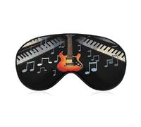 Guitar Piano Pattern Travel Eye Mask Blackout Eye Mask for Sleeping Airplane Eyemask with Adjustable Strap Sleep Masks for Women Men Soft Night Blindfold Eyemask