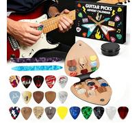 Guitar Pick Advent Calendar, Guitar Picks Advent Calendar 2025, 24 Days Christmas Countdown Calendar with Gutiar Picks Capo, Pick Holder & Metal Tin Case, for Guitar, Bass, Ukulele Players (1pc)