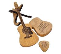 Guitar Pick Box, Thick Guitar Pick - Cool Guitar Accessories, Acoustic Guitar Picks, Gift Box for Guitar Picks, Guitar Shape Storage Box for Music Teachers, Students, Made of wood, see description