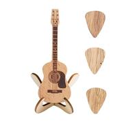 Guitar Pick Box with Wooden Guitar Picks, Wooden Collector Engraved Guitar f Guitar Box Triangle Picks Pick Classical