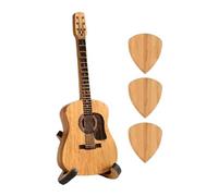Guitar Pick Box with Wooden Guitar Picks, Wooden Collector Engraved Guitar Pick Box Classical Triangle Picks Guitar