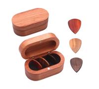 Guitar Pick Box | Wooden Guitar Picks Case with 3 Wood Picks | Guitar Display Case Guitar Picks Holder for Music Lovers and Musicians