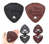 Guitar Pick Case with Name Custom Text on the Guitar-Shaped Guitar Pick Holder Picks Storage Bag Personalized Gifts for Guitar Lovers Men Women Dad (Green)