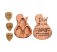 Guitar Pick Case Wood, 3 Pack Engraved Guitar Pick Box, Guitar Picks Gift Personalized Holiday Gifts,E