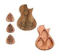Guitar Pick Case Wood, 3 Pack Personalized Wooden Guitar Picks, Electric Guitar Pick Case Personalized for the Perfect Gift,C