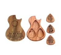 Guitar Pick Case Wood, 3 Pack Wooden Guitar Picks, Guitar Picks Holder Case Personalized Holiday Gifts,C