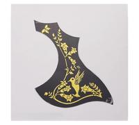 Guitar Pick Guard Replacement Parts Self-adhesive Folk Acoustic Guitar Bird Shape Pick Guard Sticker Guitar Accessories Printed Pattern Scratch Plate(3-gold)