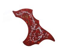 Guitar Pick Guard Replacement Parts Self-adhesive Folk Acoustic Guitar Bird Shape Pick Guard Sticker Guitar Accessories Printed Pattern Scratch Plate(1-red)
