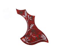 Guitar Pick Guard Replacement Parts Self-adhesive Folk Acoustic Guitar Bird Shape Pick Guard Sticker Guitar Accessories Printed Pattern Scratch Plate(3-red)