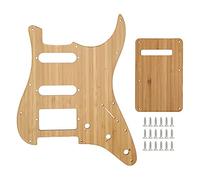 Guitar Pick Guard Scratch Board for ST Style Guitars, Anti Scratch Pickguard, Bamboo Material with Primary Color, Includes 18 Screws and Rear Cover, Durable Guitar Scratch
