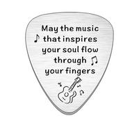 Guitar Pick, Guitar Accessories Music Lover Gift Coworker Leaving Present Husband Boyfriend Dad, Valentine's Day Inspirational Gift Where Words Fail Music Speaks(Silver)(Silver)