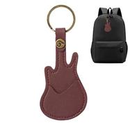 Guitar Pick Holder Keychain - Guitar Shaped Key Holder, Guitar Picks Keychain Holder | Pu Leather Pick Storage Bag with Key Ring, Accessory, Dark Brown, 4.72x1.97 inches, See description