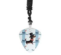 Guitar Pick Holder Necklace - Northern Lights Polar Bear Stainless Steel Music Pendant with Adjustable 60cm Cord, Functional Jewelry for Guitarists & Music Lovers, Unisex Hip Hop Punk Accessory, One