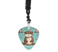 Guitar Pick Holder Necklace - Northern Lights Polar Bear Stainless Steel Music Pendant with Adjustable 60cm Cord, Functional Jewelry for Guitarists & Music Lovers, Unisex Hip Hop Punk Accessory, One