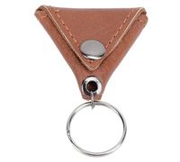 Guitar Pick Holder, Portable Wear Resisitant Small Leather Keychain Pouch with 3 Picks for Ring Earphone (Black