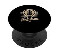 Guitar Pick Jesus Music Pastor Happy Easter Day Guitarist PopSockets Adhesive PopGrip