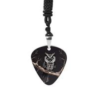 Guitar Pick Necklace for Women Men Guitar Picks Holder Pendant | Late Night Owl Guitar Plectrum Pendant Necklace Personalized Necklace Stainless Steel Guitar Pick