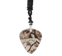 Guitar Pick Pendant Necklace with 23.5" Cord, Lying on Blanket Necklace Unisex Music Jewelry for Men Women