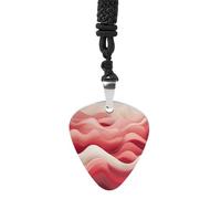 Guitar Pick Pendant Necklace with 23.5" Cord, Peach And White Waves Necklace Unisex Music Jewelry for Men Women