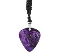 Guitar Pick Pendant Necklace with 23.5" Cord, Purple Refraction Pattern Necklace Unisex Music Jewelry for Men Women