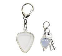 Guitar Pick Storage Keychain - Transparent Heart-shaped Guitar Plectrum Display Holder Keyring - Portable Plectrum Storage Organizer Keychain for Daily Performance Classrooms Home - I