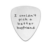 Guitar Pick Valentine Gifts Birthday Love I Couldn't Pick A Better Boyfriend Stainless Steel Gold (Silver)