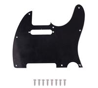 Guitar Pickguard 3 Layer PVC Scratch Protection Decorative Electric Guitar Guard Plate for Telecaster Style Black Plastic 8.5 x 7.5 Inches with 8 Screws