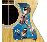 Guitar Pickguard,For Taylor Self-Adhesive Scratch Plate, Anti-Scratch Decorative Guard with Custom Art Designs, Compatible with 12 Styles - Sunset, Flower Crane, Rabbit (3-Blossom Bird Design)