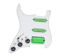 Guitar Pickguard Pickup 1Set SSH Guitar Pickguard Wiring Loaded Prewired + Silence Switch ST Electric Guitar Double Coil Pickup 12Color(White-Green pickup)