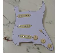 Guitar Pickguard Prewired with Alnico 5 Single Coil Pickups for Fender Stratocaster Electric Guitars Replacement Parts (White)