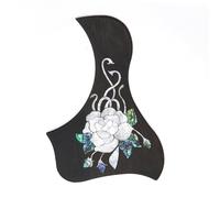 Guitar Pickguard Rosewood Inlaid With Real White Rose Flower And Bird-shaped Acoustic Guitar Pickguard Backing Double-sided Adhesive