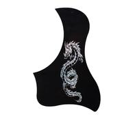 Guitar Pickguard Scratch Plate Folk Guitar Case Panel Protection Board Guitar Pickguard Strum Baffle Silver Dragon And Silver Phoenix Pattern(Silver,Dragon)
