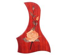 Guitar Pickguard Scratch Plate Folk Guitar Solid Wood Pickguard Acoustic Guitar Water Drop Carved Inlay Panel(27)