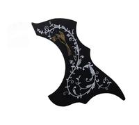 Guitar Pickguard Scratch Plate Self-adhesive Folk Acoustic Guitar Bird Shape Pick Guard Sticker Guitar Accessories Printed Pattern Scratch Plate(1-black)