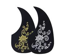 Guitar Pickguard Sticker 40/41 Inch Acoustic Comma Shape | PVC Silver Finish, Adhesive Backing, 2pcs Set, Scratch-resistant Surface Protection