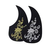 Guitar Pickguard Sticker for Comma Shape 40/41 Inch Acoustic | 2pcs Golden PVC Set, Adhesive Backing with Scratch-resistant Surface, Guitar Surface Protection