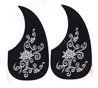 Guitar Pickguard Sticker for Comma Shape 40/41 Inch Acoustic | Silver Pvc, Adhesive Backing, Scratch-resistant Surface, 2pcs Pack for Surface Protection