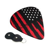 Guitar Picks 0.73mm Medium, Premium Celluloid/Nylon Picks for Acoustic Electric Guitar Bass Ukulele, Anti-Slip Grip, Durable Plectrums for Beginners & Professionals, 6 Pack - Black Red American Flag