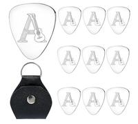 Guitar Picks 10-Pack with PU Keybag - Laser Engraved Initial A-Z Music Accessories,Personalised Gifts For Guitarists,Musicians,Bass,Music Lovers,Players,Music Teacher