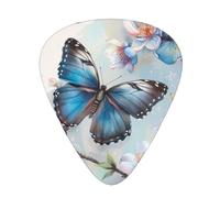 Guitar Picks 108 PCS, Blue Butterfly On Blossom Flower Printed Funny Guitar Picks for Acoustic Guitar, Electric Guitar, Bass Guitar(0.46,0.71,0.96 mm)