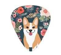 Guitar Picks 108 PCS, Corgi Floral Flowers Printed Funny Guitar Picks for Acoustic Guitar, Electric Guitar, Bass Guitar(0.46,0.71,0.96 mm)
