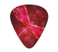 Guitar Picks 12 Pack, 3 Different Thickness Abstract Red Dragonfly Guitar Plectrums With Transparent Plastic Case For Electric Guitar Bass Ukulele Guitar, (Including 0.46mm, 0.71mm, 0.96mm)